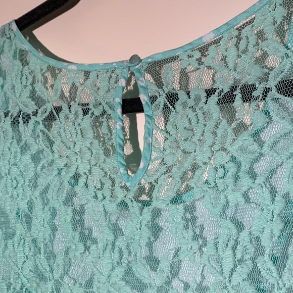 CATO Mint Green Polka Dot Dress 👗 Lace Detailing - Picture 4 of 8